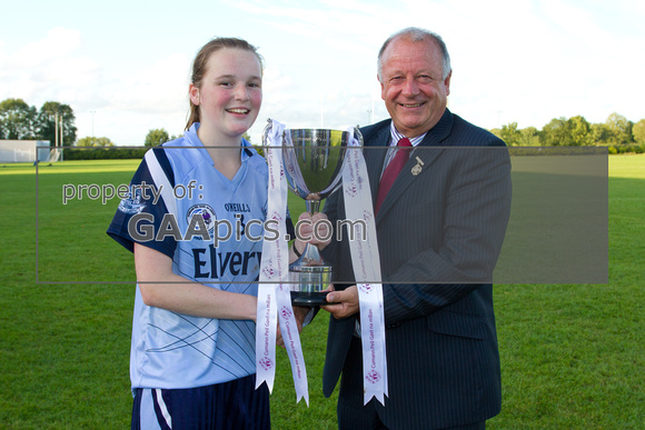 21 August 2010; The Dublin Captain Deirdre Murphy is presented with the winning cup. All-Ireland Ladies Football U16A Championship Final, Kerry v Dublin, St Rynagh's, Banagher, Co. Offaly.
